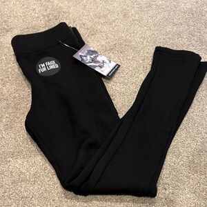 Cozy Black Faux Fur Lined Kids Leggings